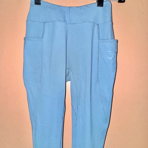 Gymshark Women's Blue Mid Rise Pockets Cross Front Nylon Blend Leggings XS - Picture 6 of 7